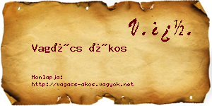 Vagács Ákos névjegykártya